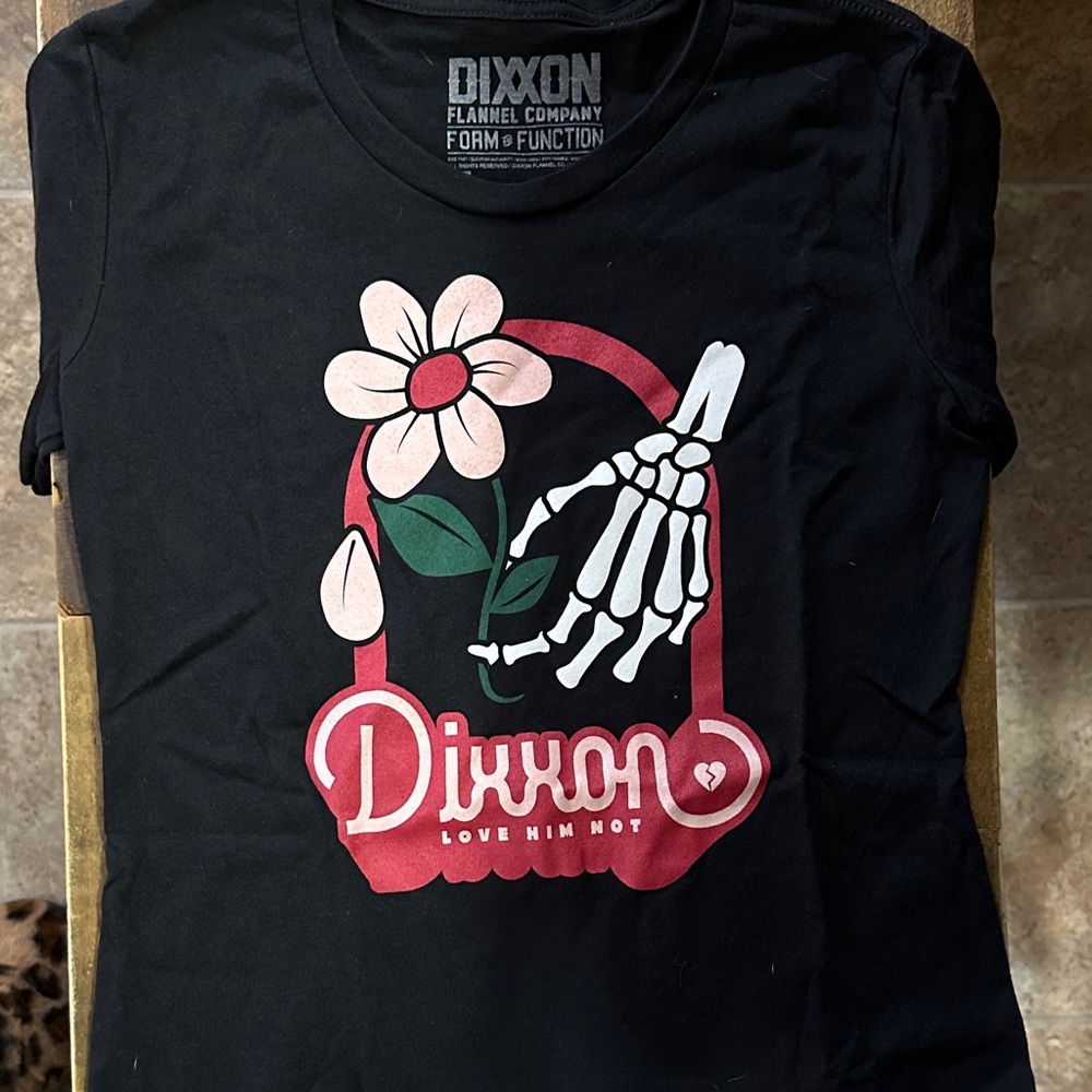DIXXON Black Tee with Red and White Graphic